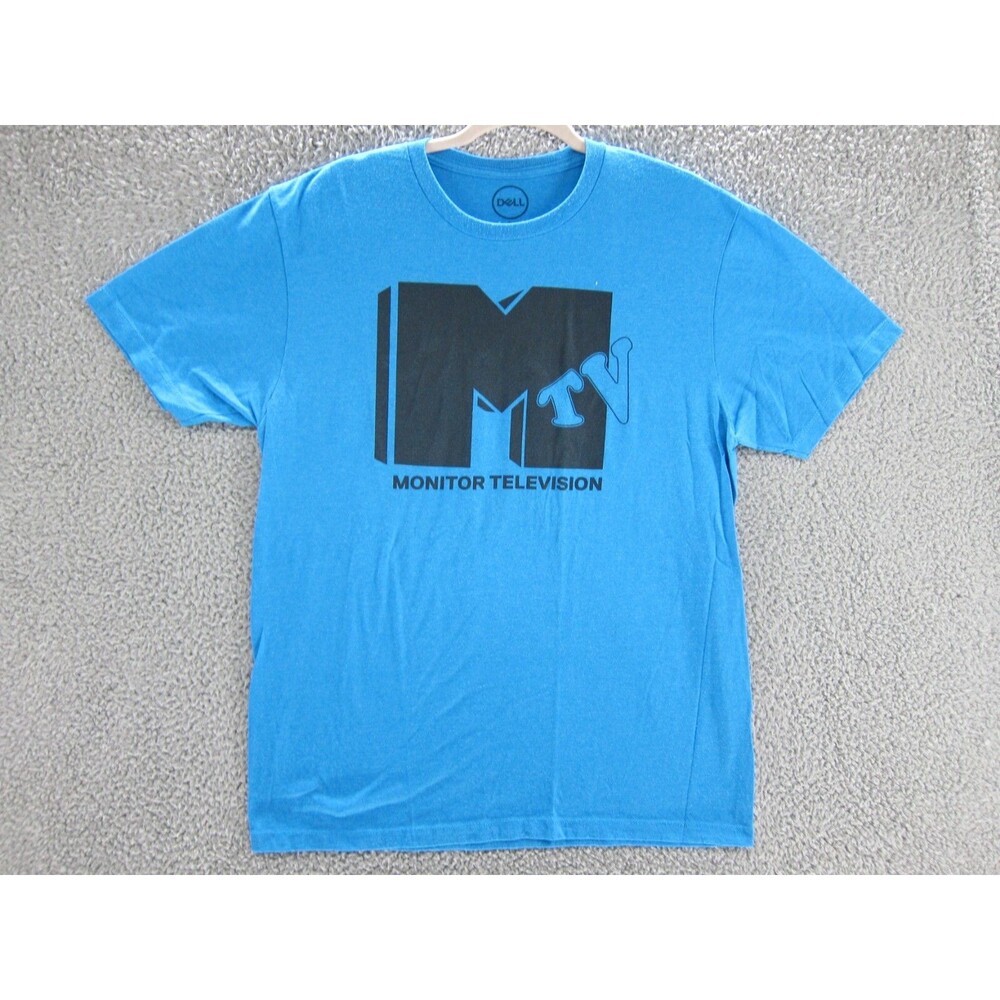 Dell Shirt Mens Large Monitor Television Blue MTV Parody Promo Novelty Graphic